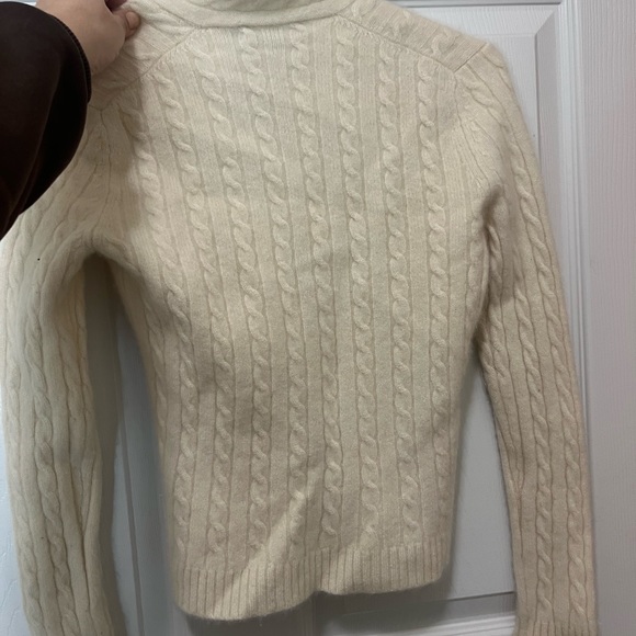 Lauren Ralph Lauren White 💯 Cashmere Cable Knit Sweater P/M - Picture 10 of 12